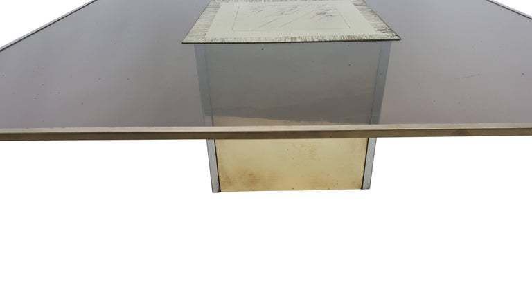 Etched Coffee Table In Massive Brass In The Style Off Maison Jansen photo for sale