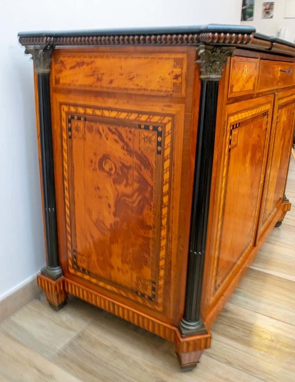 photo furniture Napoleon III French Sideboard Inlaid With Geometric Floral Motifs