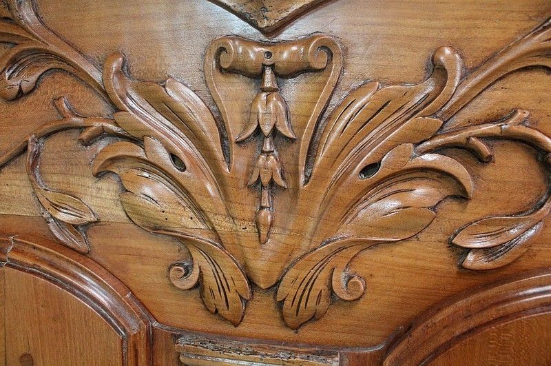 Four Doors Regional Cabinet, In Blond Cherry, Louis XV Period   1810/1820 photo vintage