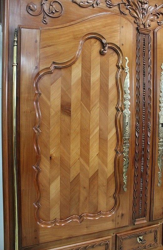Furniture Four Doors Regional Cabinet, In Blond Cherry, Louis XV Period   1810/1820 photo