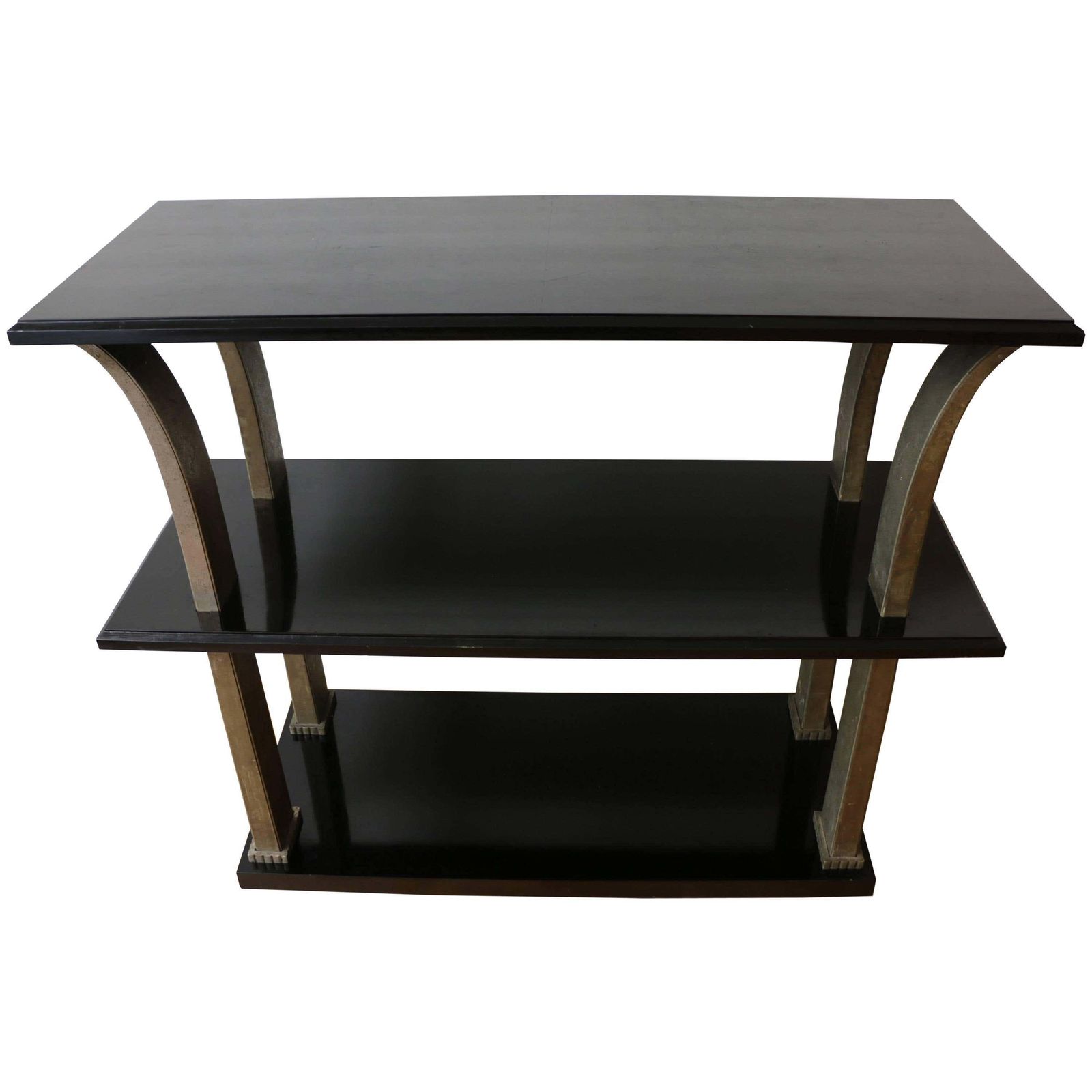 Stunning Metal And Wood Console By Edgar Brandt, Art Deco, France, 1920s