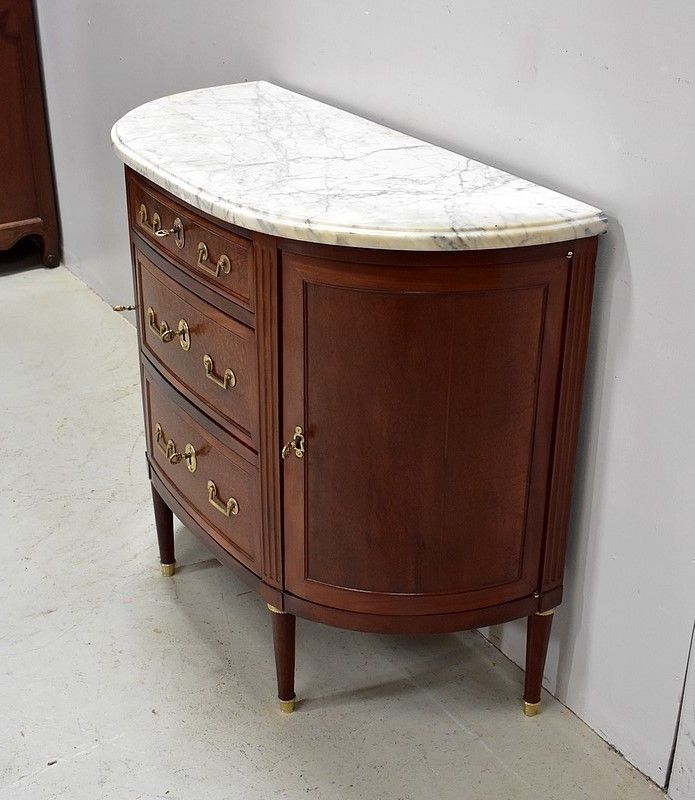 Small Mahogany Half Moon Buffet / Commode, Louis XVI Period   Xviiith photo for sale