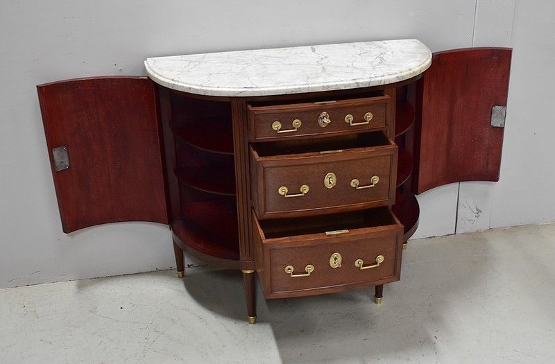 Small Mahogany Half Moon Buffet / Commode, Louis XVI Period   Xviiith photo Furniture