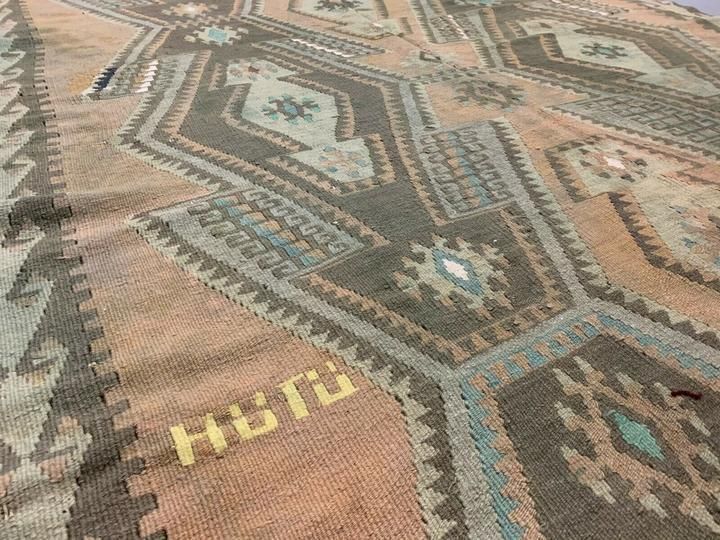 Vintage Turkish Kilim 405x136 Cm Wool Kelim Rug Large Runner photo Textiles