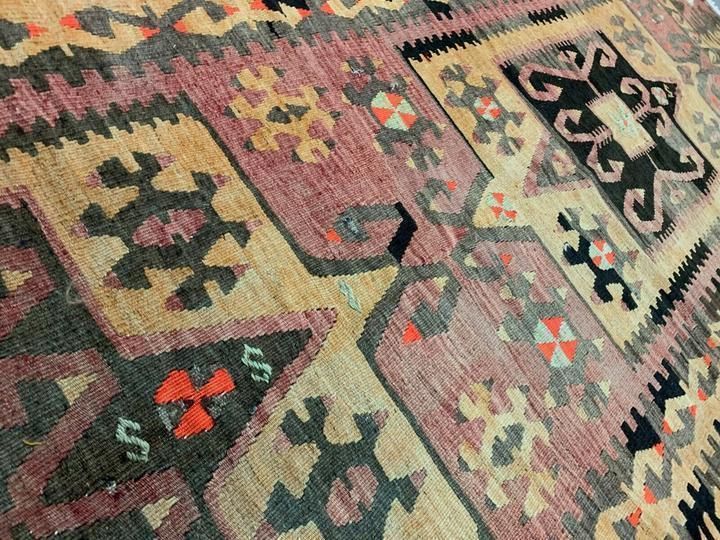 Vintage Turkish Kilim 350x140 Cm Wool Kelim Rug Large photo for sale