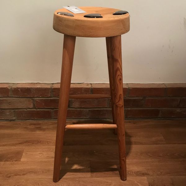 Unique Upcycled Painters Stool Accented With 3 Glass 'Pebbles' photo furniture