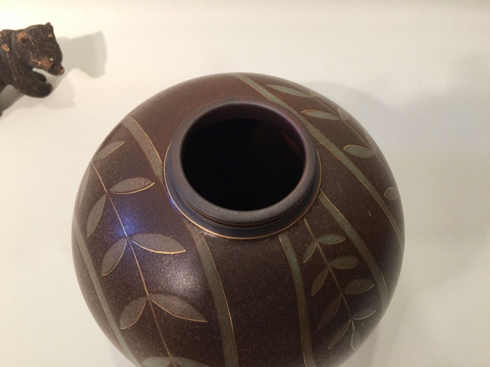 Swedish Ball Shaped Art Deco Flambé Ceramic Vase By Gunnar Nylund For Rorstrand, 1930s 1940s photo vinterior