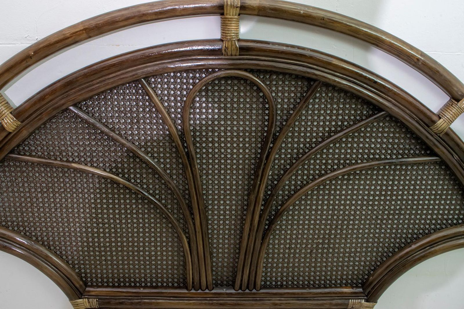 Bonacina Mid Century Modern Italian Bamboo And Rattan Headboard Handcrafted photo for sale