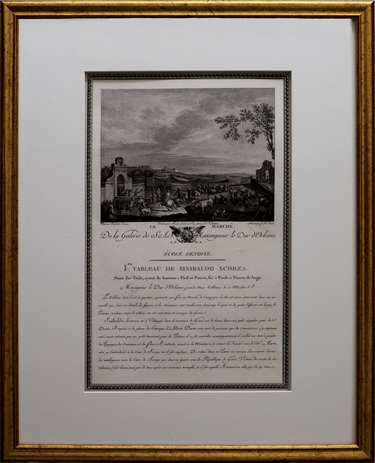 Engraving   "Le Marché" From The Gallery Of S.A.S. Monseigneur Duke Of Orleans   Genoese School