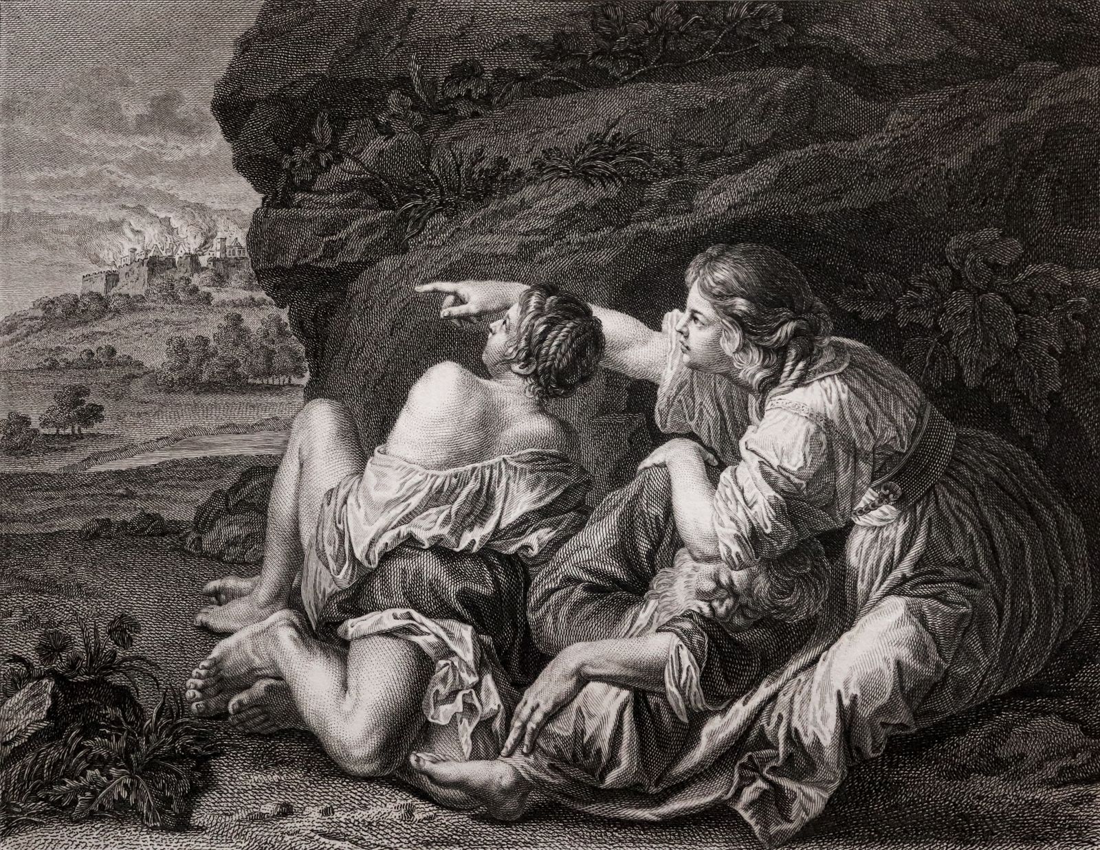 Engraving   "Loth Et Ses Filles" From The Gallery Of S.A.S. Monseigneur Duke Of Orleans photo 350.0