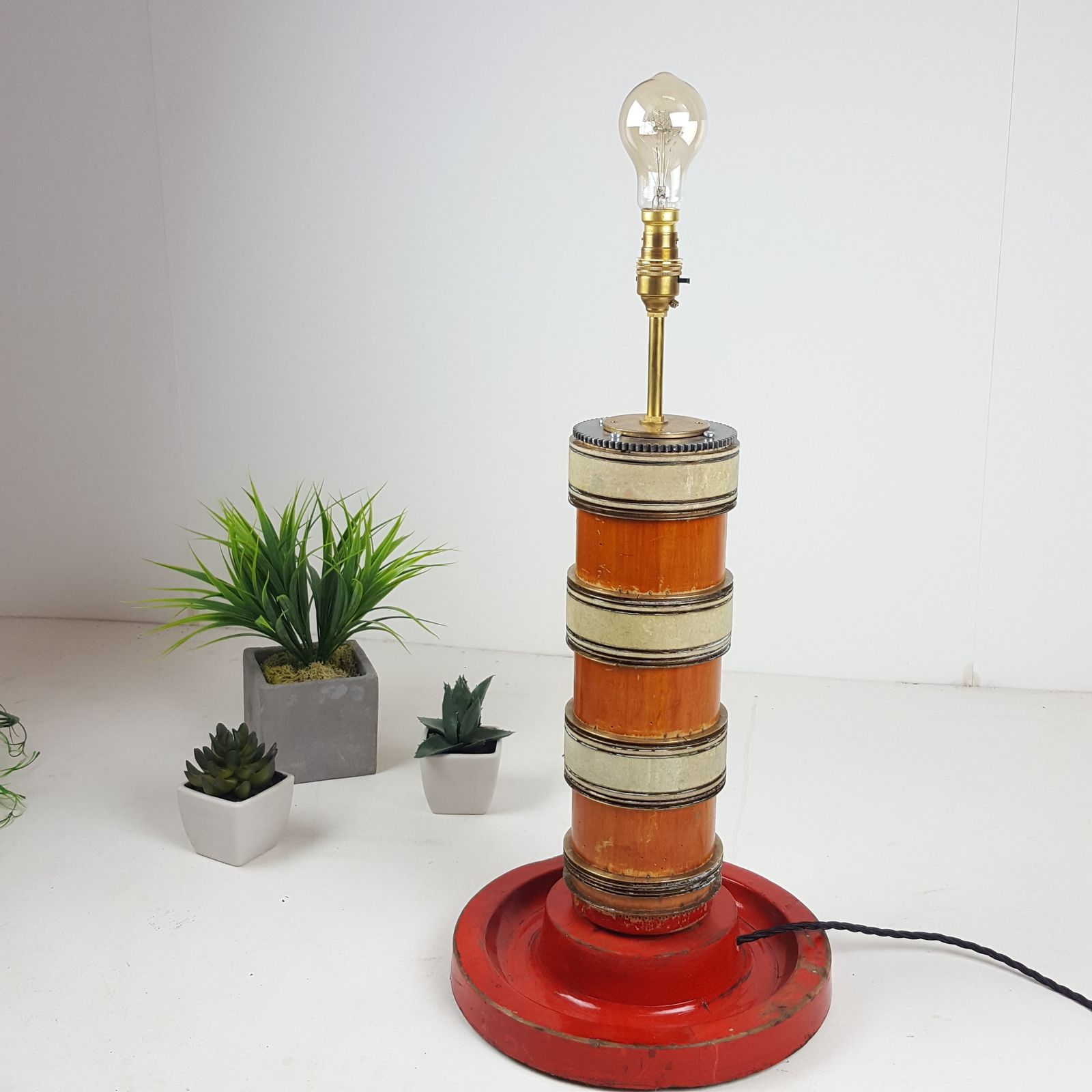 Bespoke Reclaimed Industrial Wallpaper Roller Table Lamp