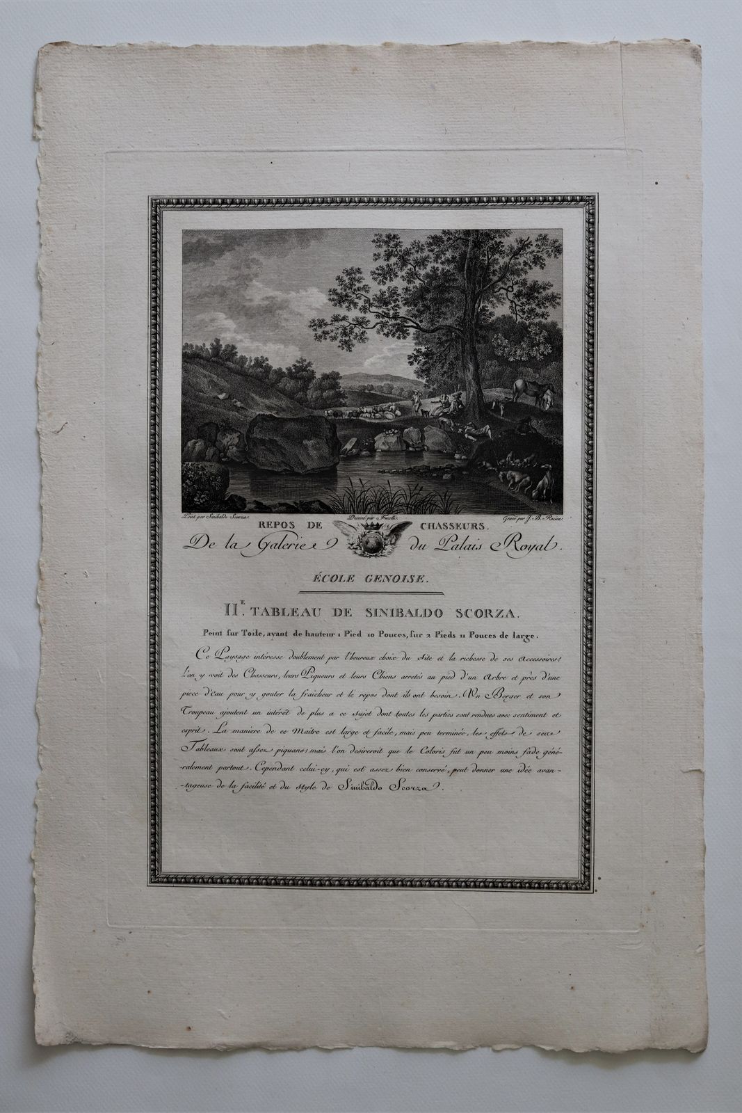 Engraving: "Repos De Chasseurs" From The Gallery Of The Royal Palace, Genoese School photo furniture