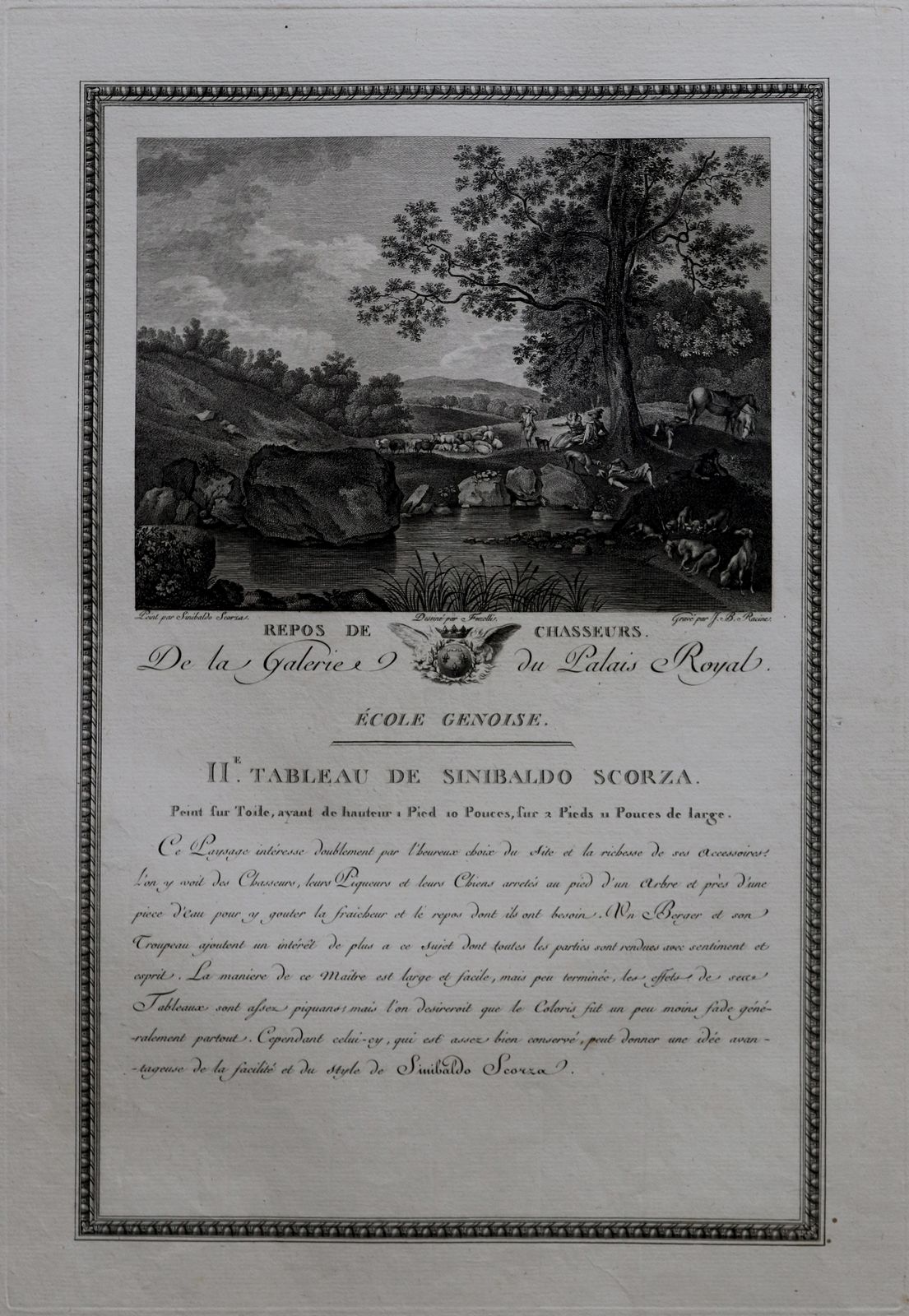 Engraving: "Repos De Chasseurs" From The Gallery Of The Royal Palace, Genoese School photo for sale