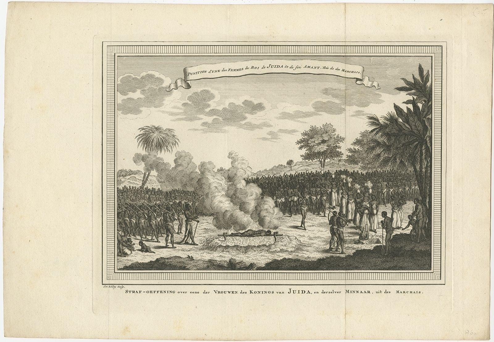 Antique Print Of Punishment In Ouidah By Van Der Schley (1748)