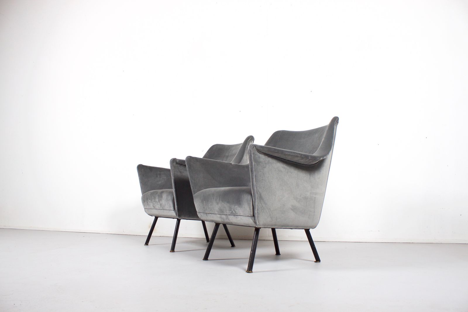 Pair Of Elegant Italian Mid Century Club Chairs, 1950s photo for sale