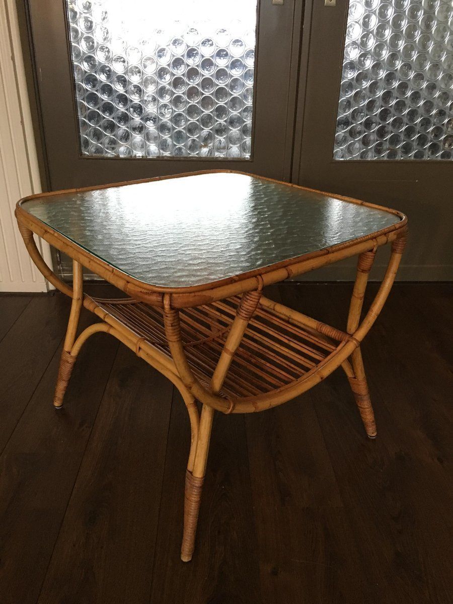 Rattan Side Table By Dirk Van Sliedrecht For Rohé Noordwolde, 1950s photo 278.1