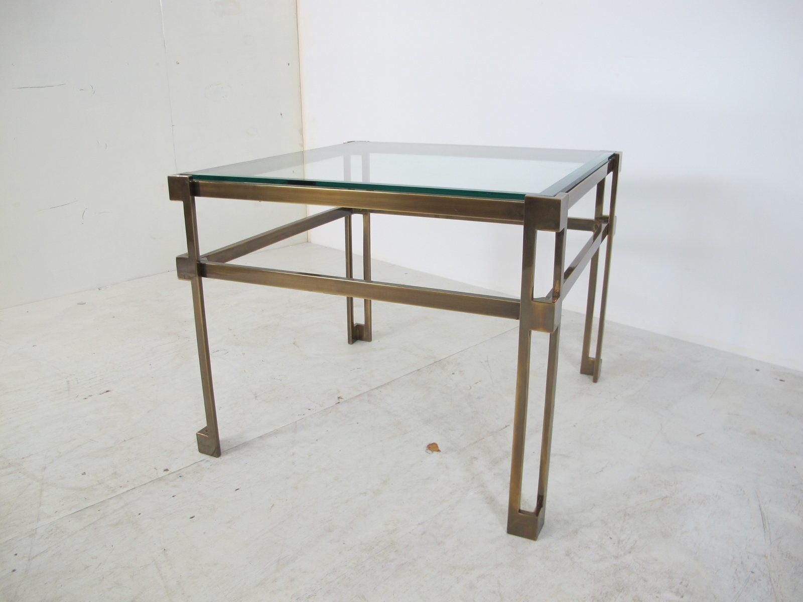 Regency Brass & Glass Side Table By Peter Ghyczy, 1970s