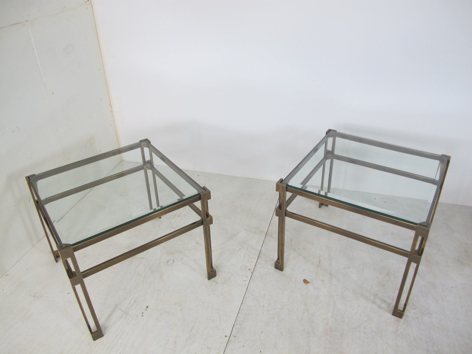 Regency Brass & Glass Side Table By Peter Ghyczy, 1970s photo for sale