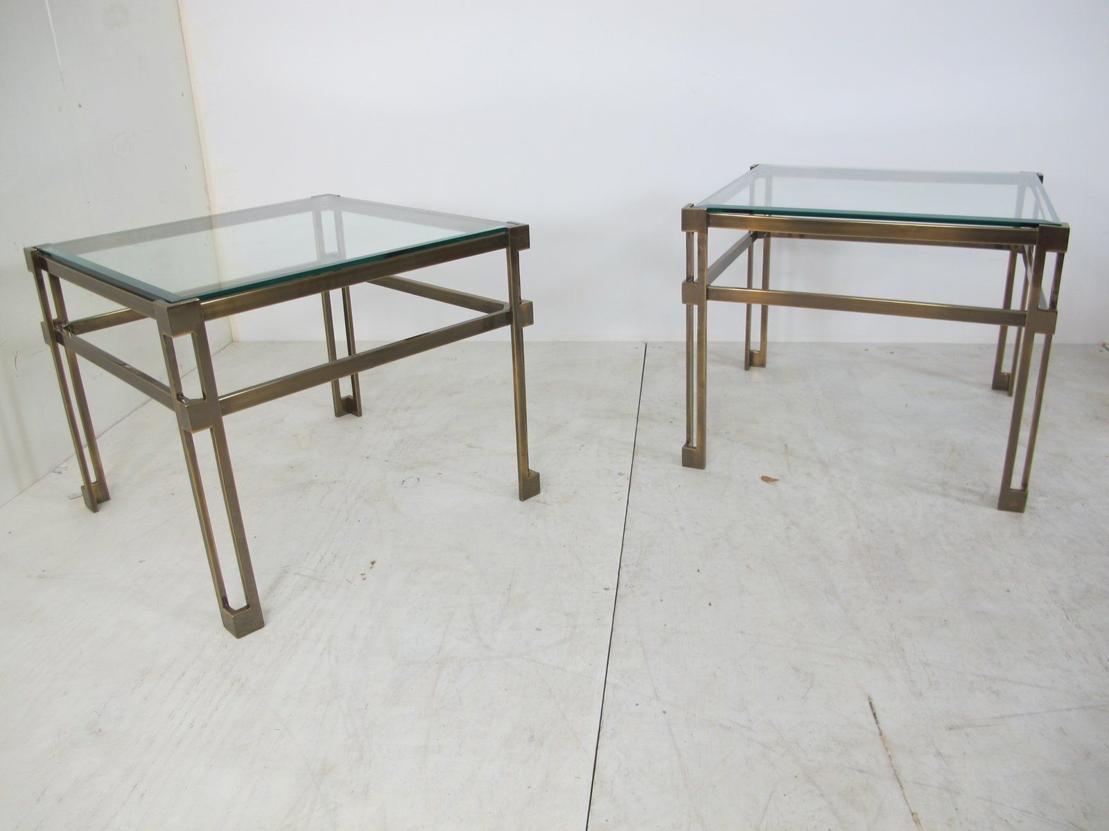 Regency Brass & Glass Side Table By Peter Ghyczy, 1970s photo Furniture