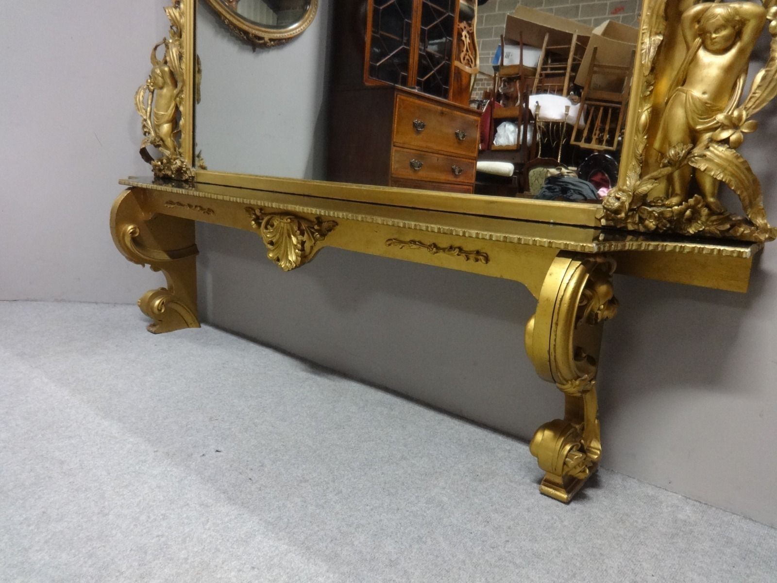 A Very R Are And Impressive Victorian English Gilt Overmantle Mirror photo Home Decor