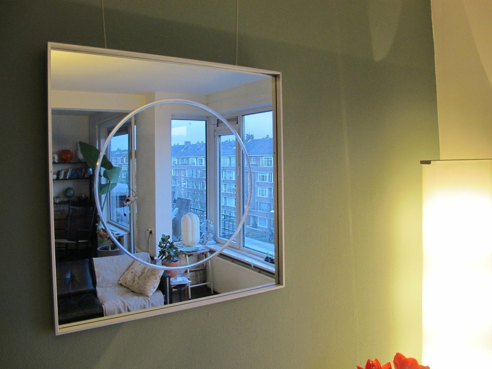 Vintage Aluminum Square Mirror photo Home Decor