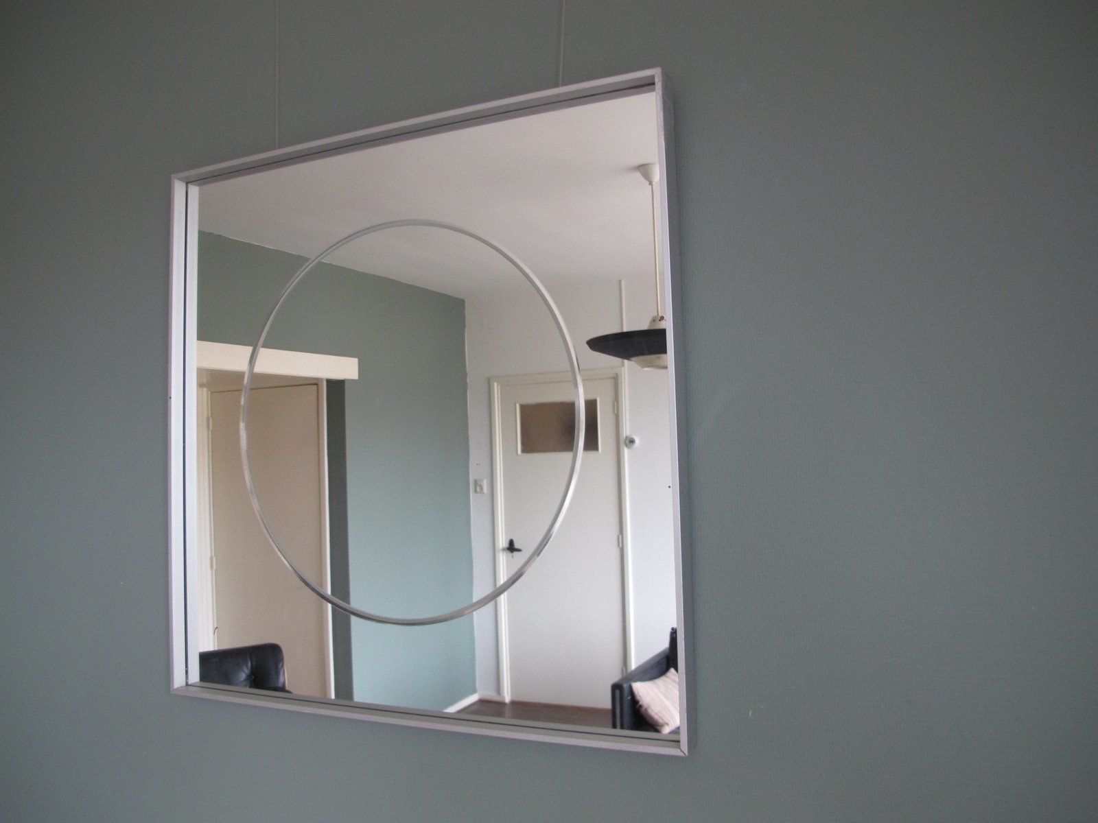 Vintage Aluminum Square Mirror photo 310.03