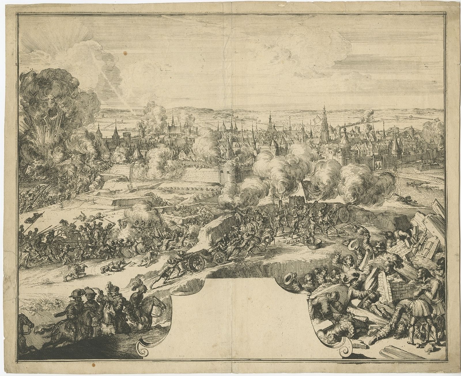 Antique Print Of The Siege Of Doornik By De Hooghe (C.1680)