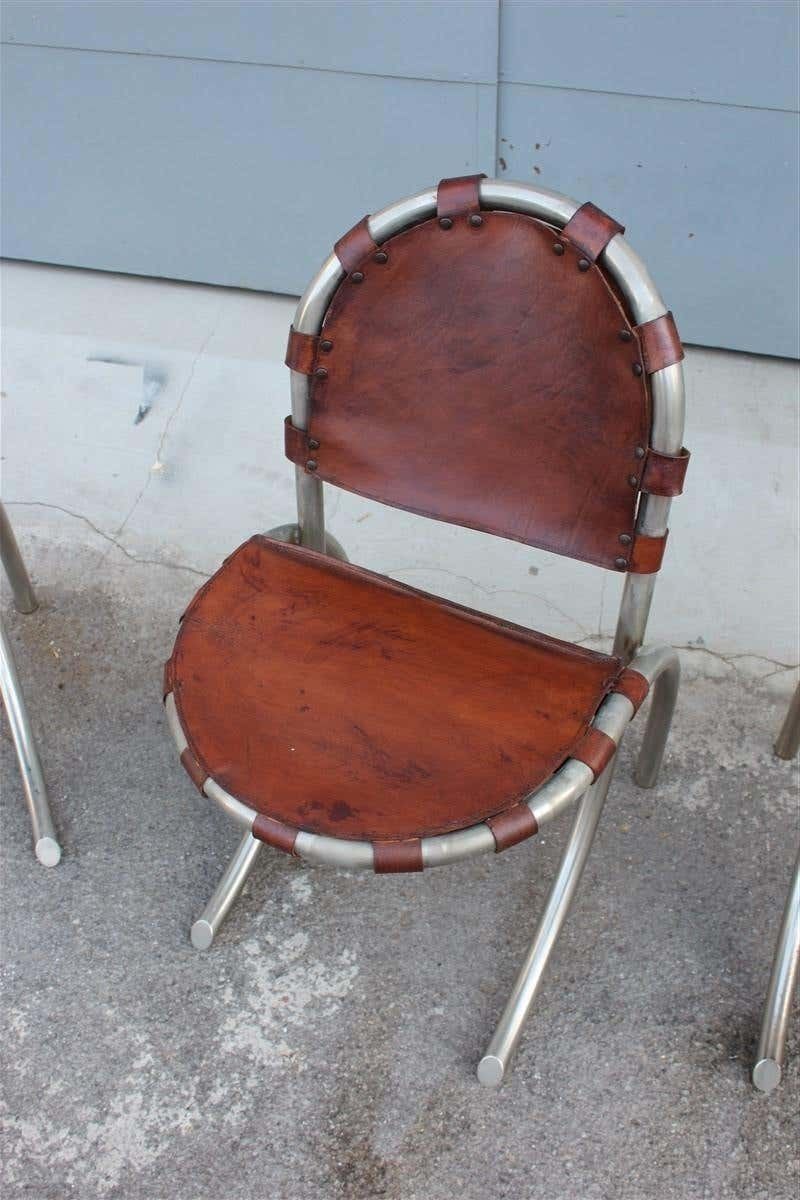 Silver Metal Chairs Studio Tetrark Medusa Calfskin 1960s Bazzani Made In Italy photo 3090.0