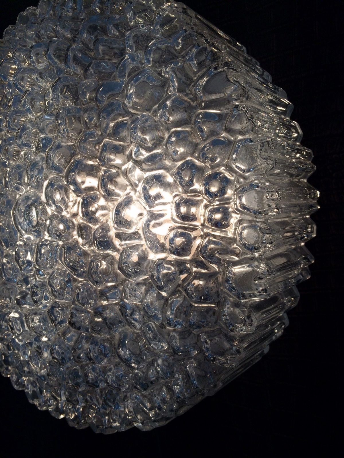 1960s Helena Tynell Ice Structure Glass Flush Mount Sconce Wall Lamp Glashütte Limburg Design photo Lighting