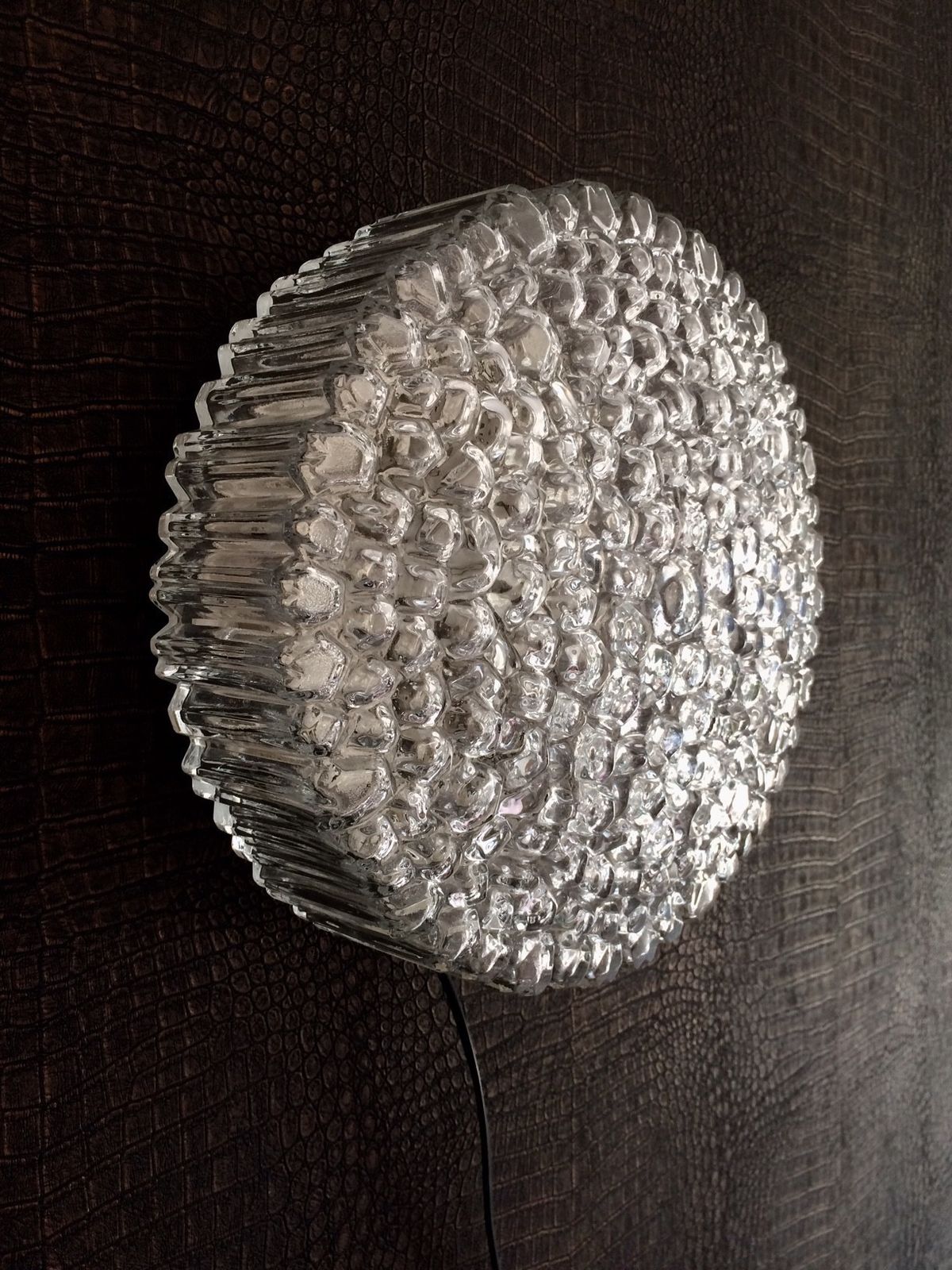 photo furniture 1960s Helena Tynell Ice Structure Glass Flush Mount Sconce Wall Lamp Glashütte Limburg Design