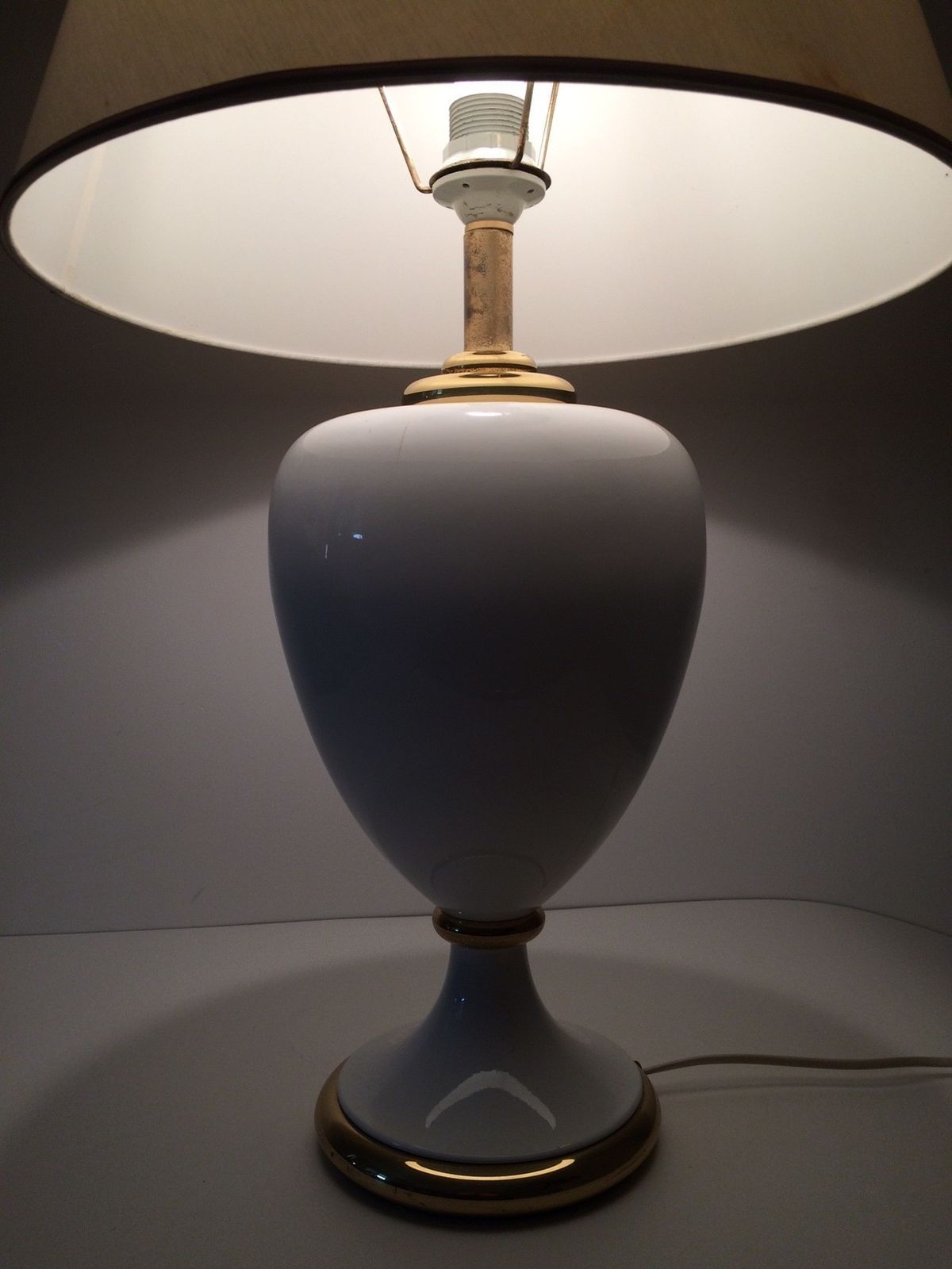Maison Le Dauphin Hollywood Regency Ceramic Table Lamp With Shade 1980s France photo 323.64