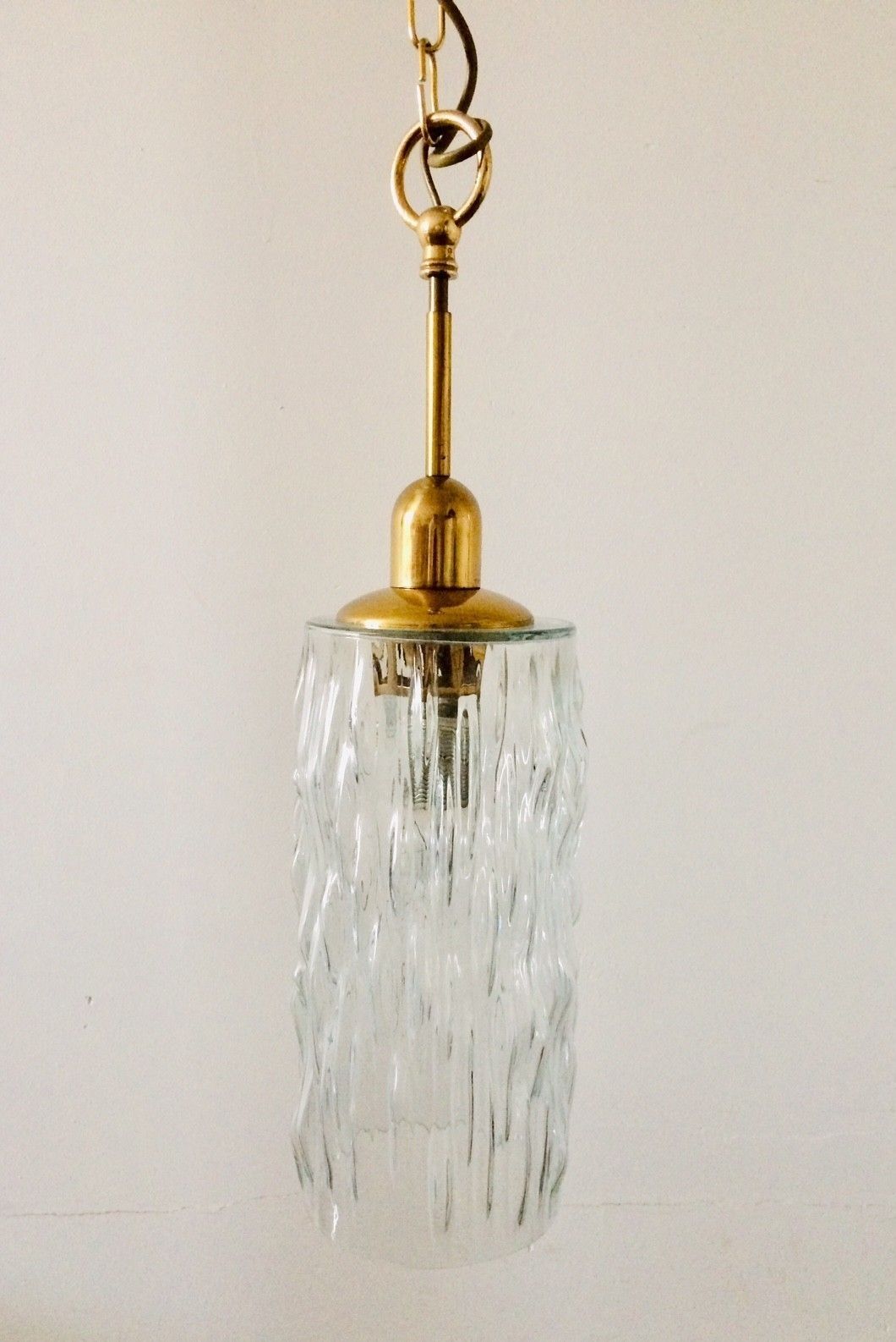 Design Ijsglas & Messing Hanglamp, Jaren 1960, Duitsland photo 266.6