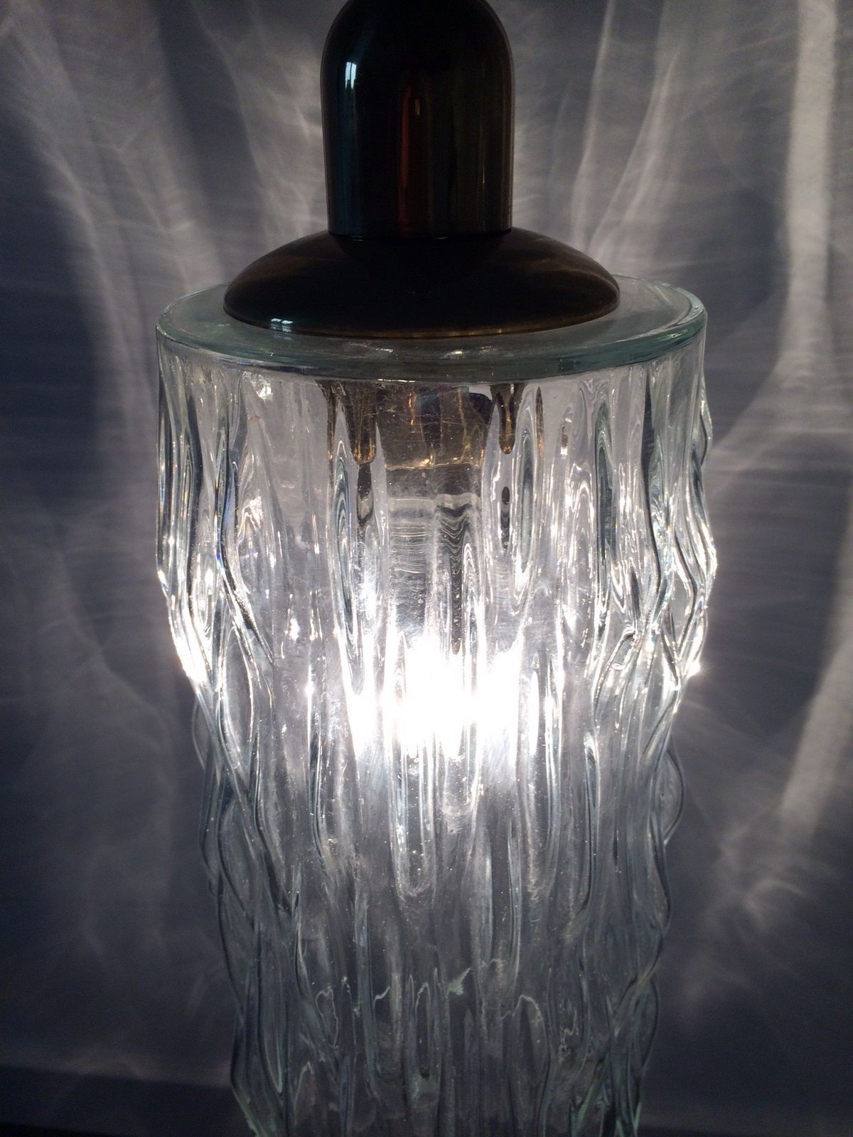 Design Ijsglas & Messing Hanglamp, Jaren 1960, Duitsland photo vintage