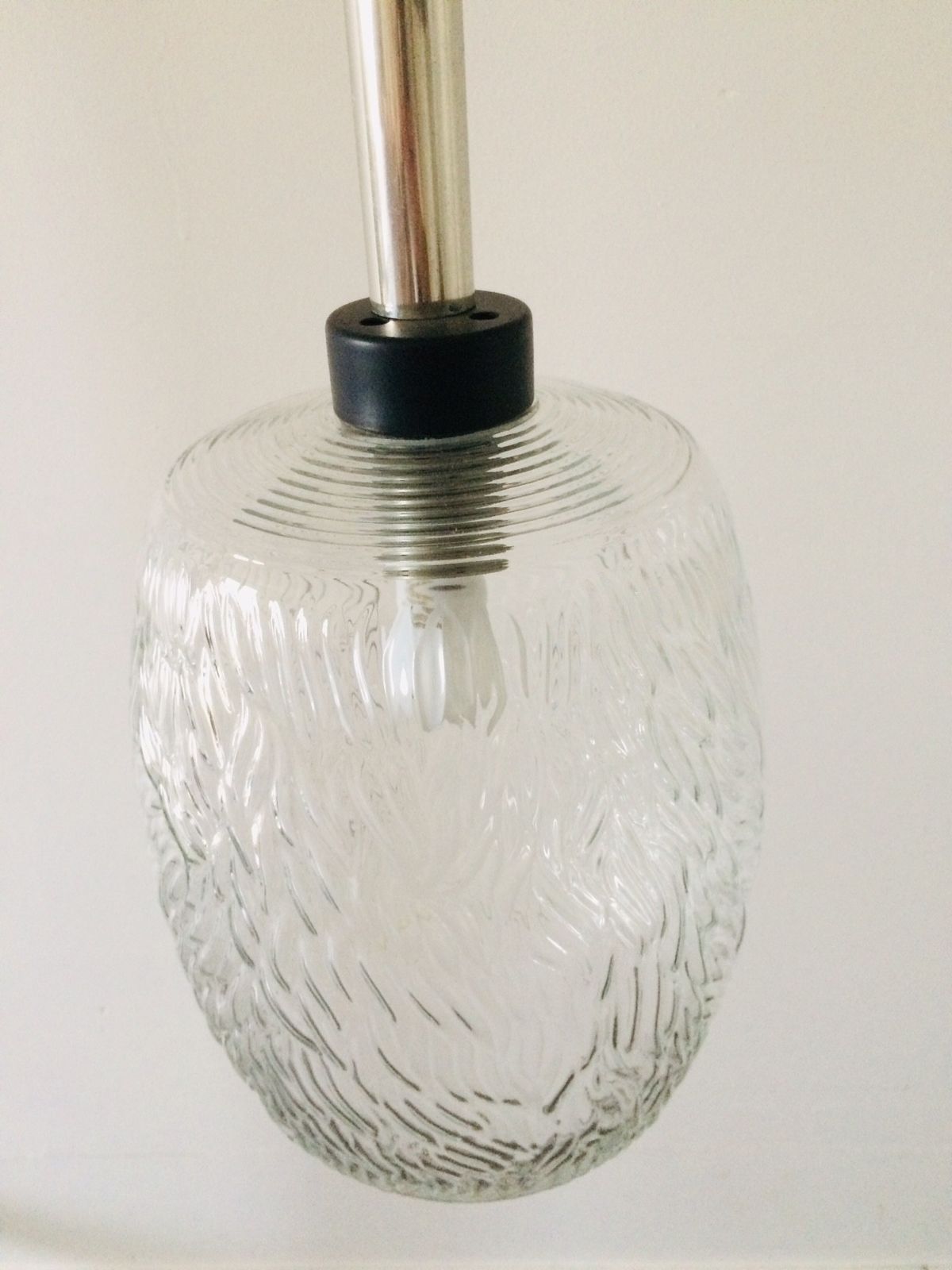 photo furniture Mid Century Modern Glazen Hanglamp, Duitsland, Jaren 1960