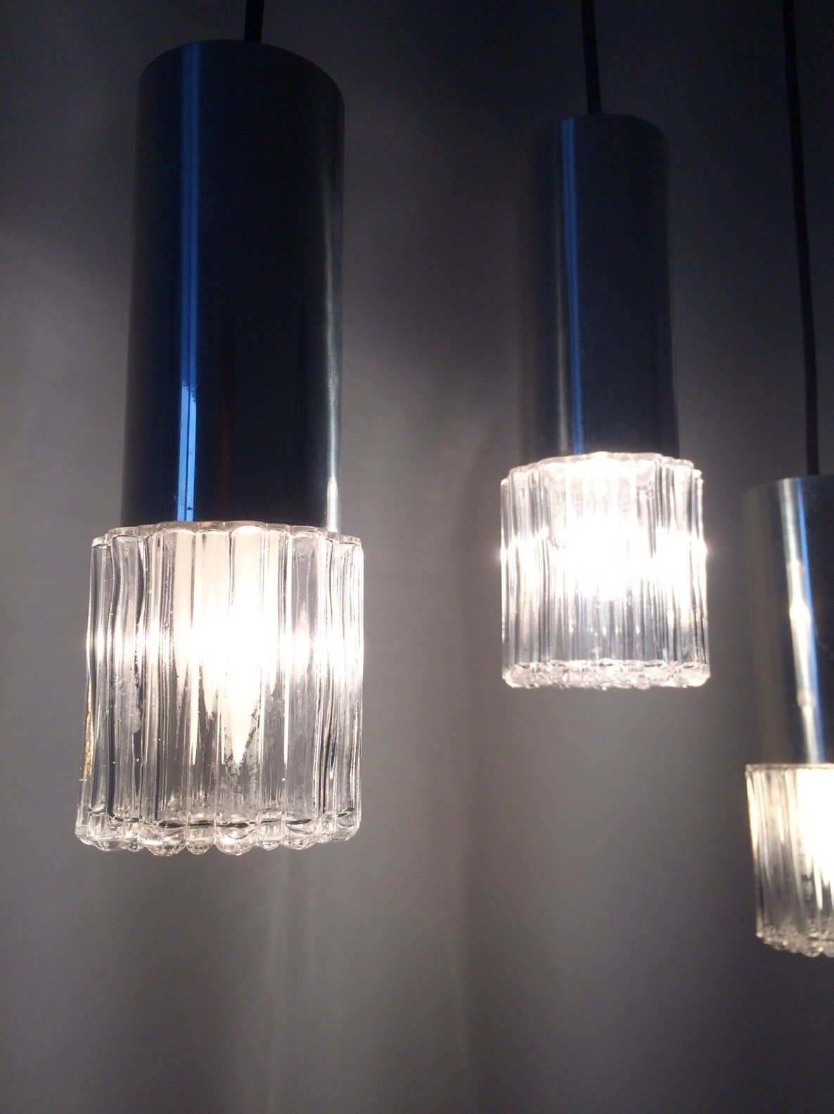 photo for sale Kaiser Leuchten Design Glazen & Metalen Hanglamp Door Helena Tynell, Ca. Jaren 1960