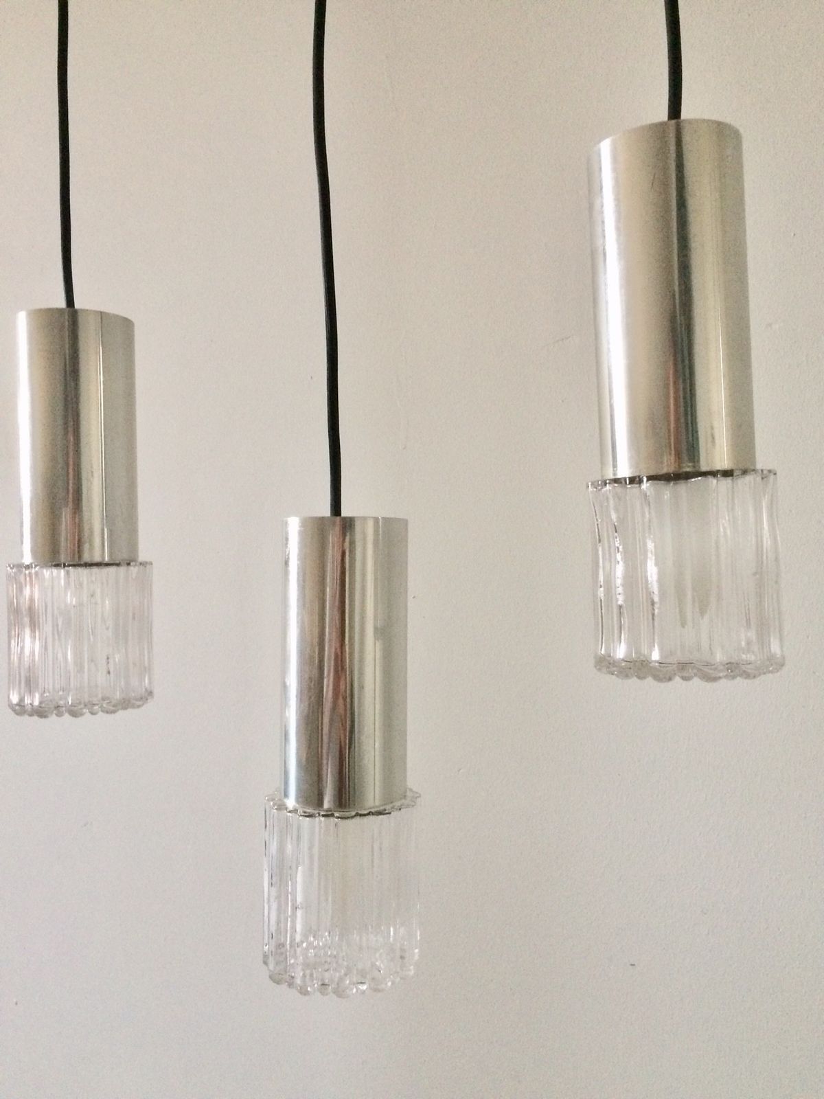 Lighting Kaiser Leuchten Design Glass & Metal Pendant Hanging Lamp By Helena Tynell, 1960s photo