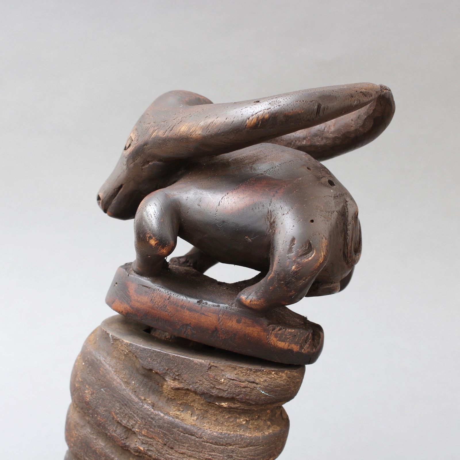 Home Decor Pair Of Water Buffalo Horn And Wood Lime Powder Holders For Betel Nut From Timor Island (Circa 1970s) photo