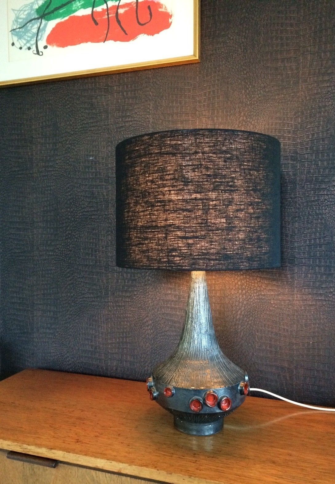 photo furniture Belgische Art Pottery Tafellamp Van Perignem, Ca. Jaren 1960 – Ontwerp Rogier Vandeweghe