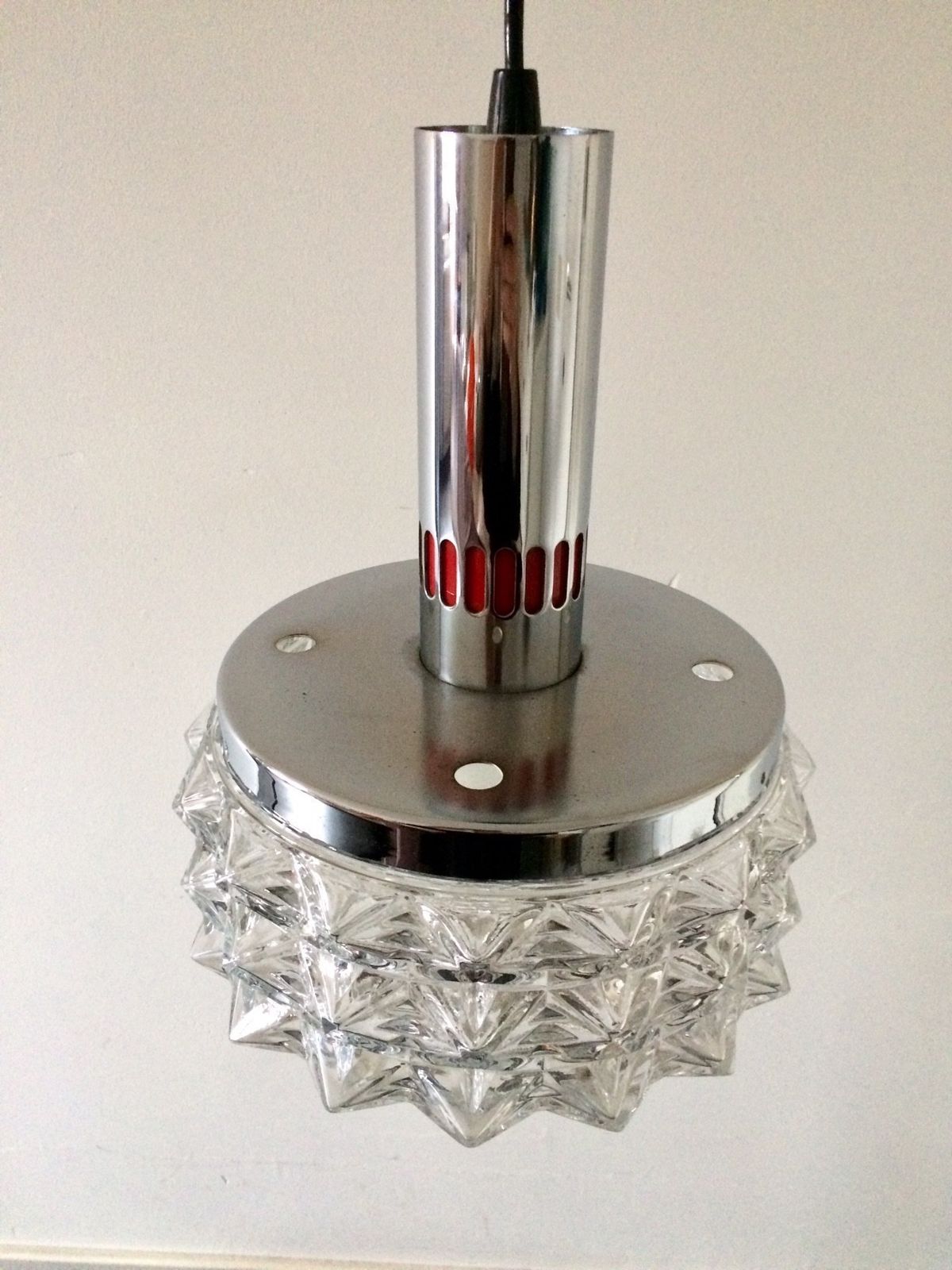 1960s Raak Design Glass Cristal Pendant Hanging Lamp photo 202.12