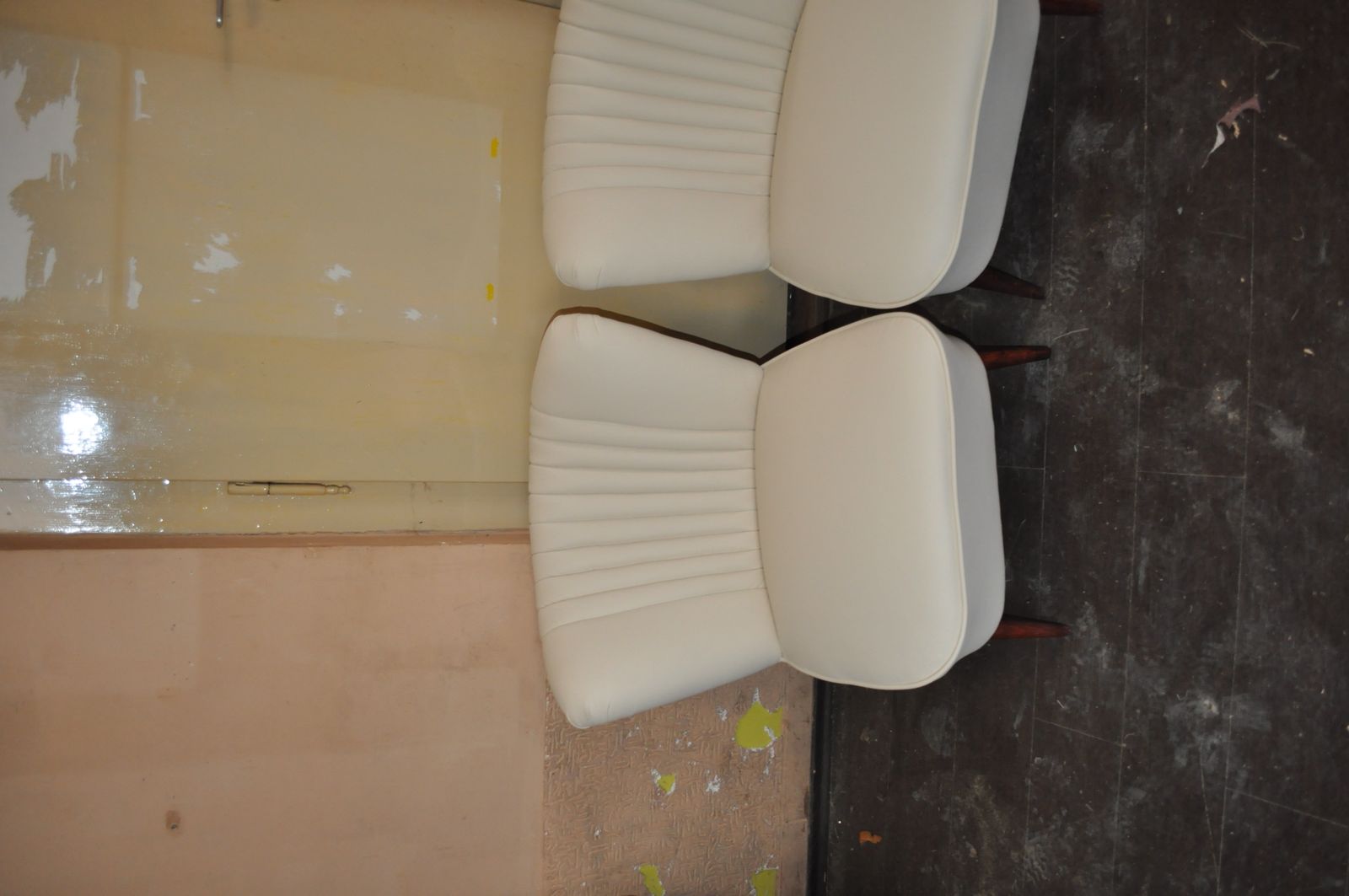 Pair Of Cocktail Chairs In Beige Faux Leather photo buy