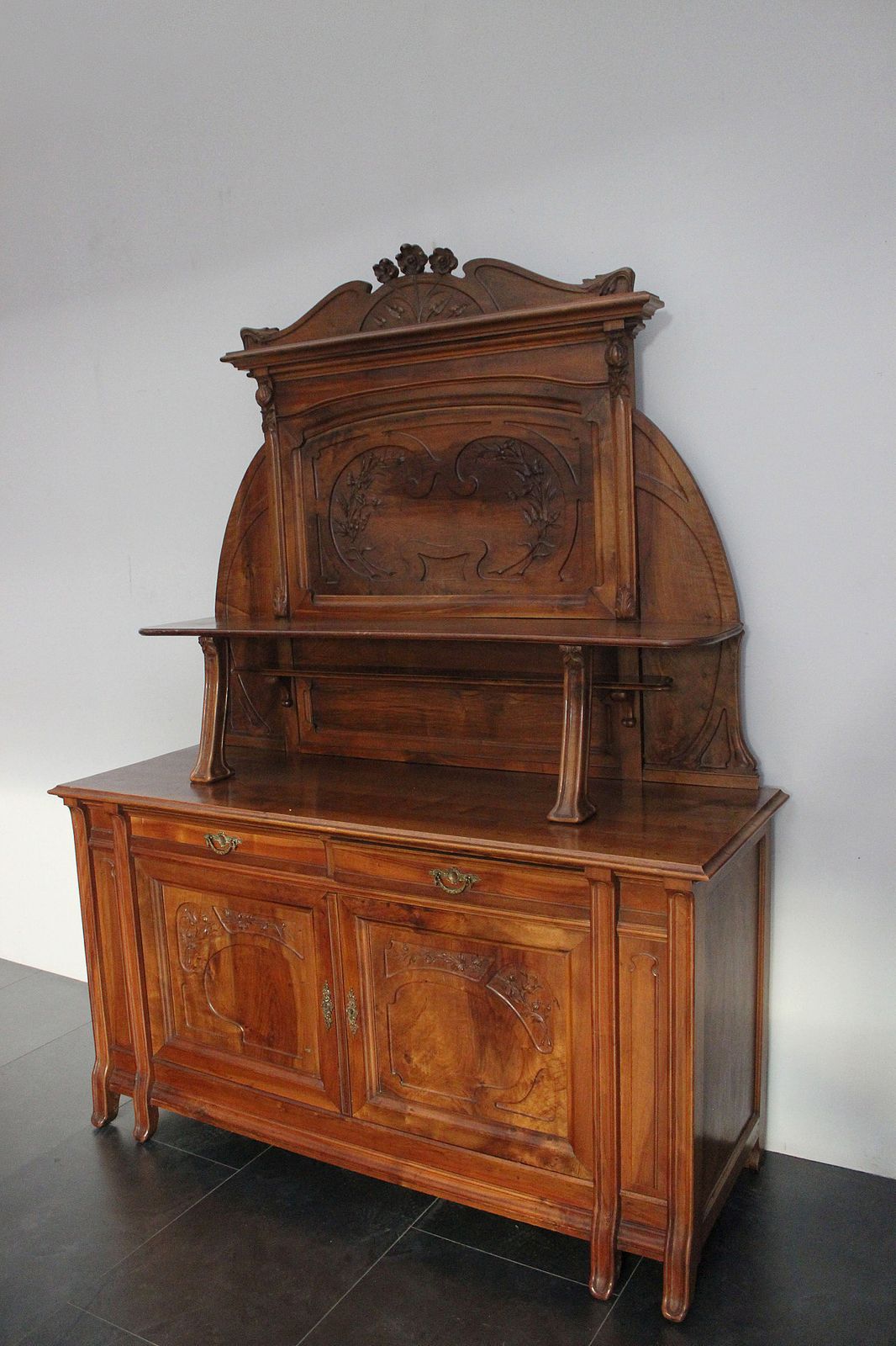 Set For Dining Room In Antique Art Nouveau Cherry Wood By Pierre Mathieu photo vintage