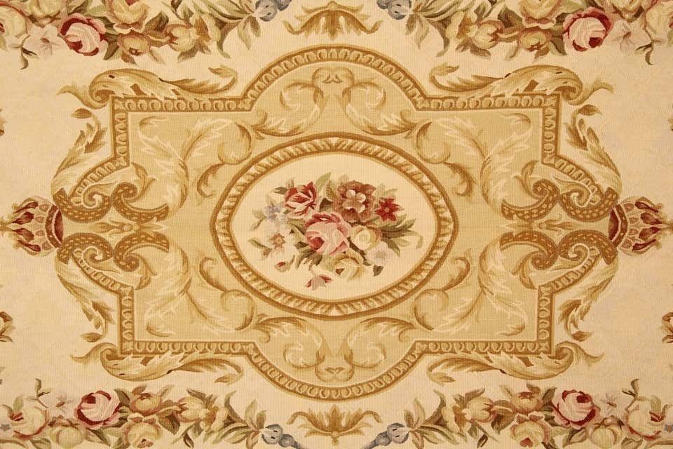 Handmade Carpet Beige Aubusson Rugs, Floral Patterned Oriental Carpet Flat Weave Cream Rugs For Sale photo for sale