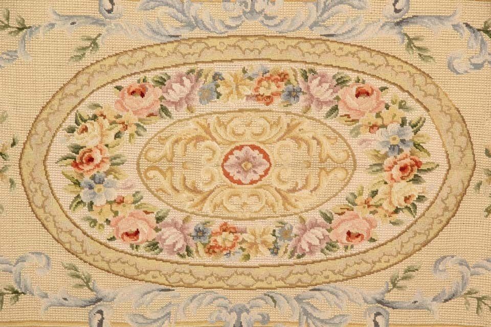 Beige French Style Rug, Floral Aubusson Rugs Handmade Carpet Flat Weave Rugs For Sale photo Textiles
