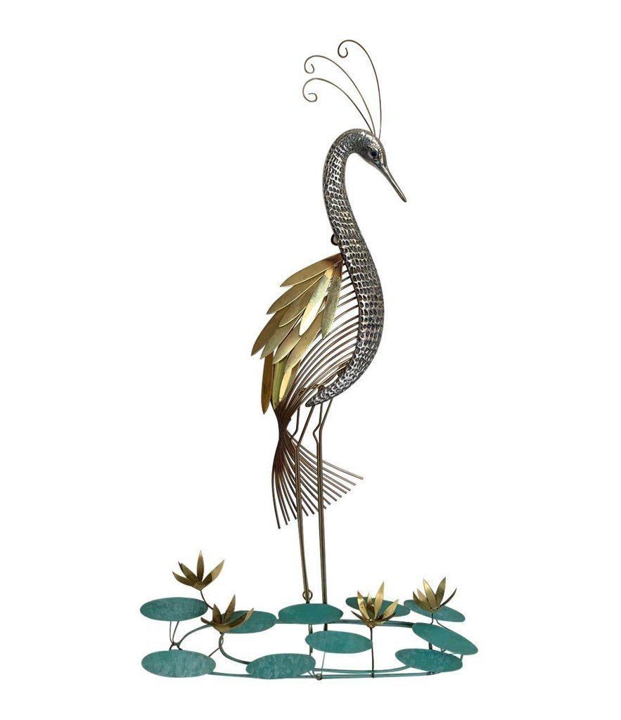 Curtis Jere Heron Wall Sculpture With Lily Pads And Flowers, Signed photo 850.0