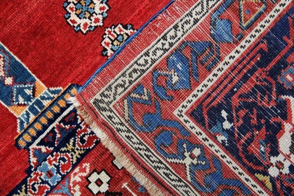 Rare Red Handmade Antique Wool Caucasian, Shirvan Rug 160x245cm photo Textiles