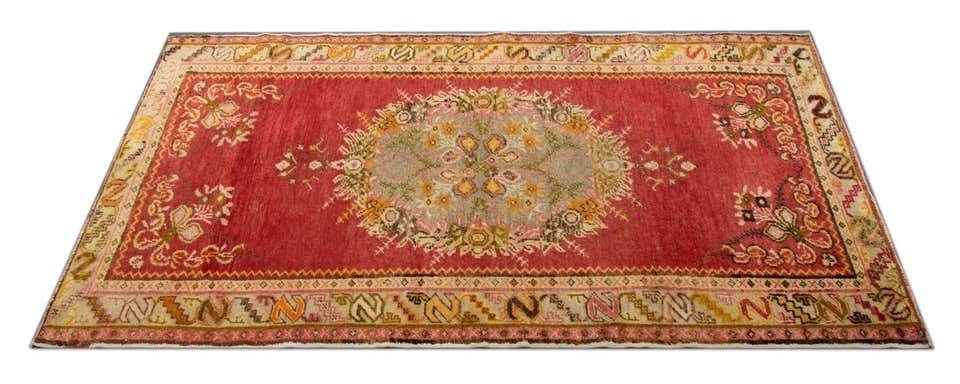 Red Handmade Carpet Antique Rugs, Anatolian Turkish Rug, Luxury Red Rugs For Sale photo furniture