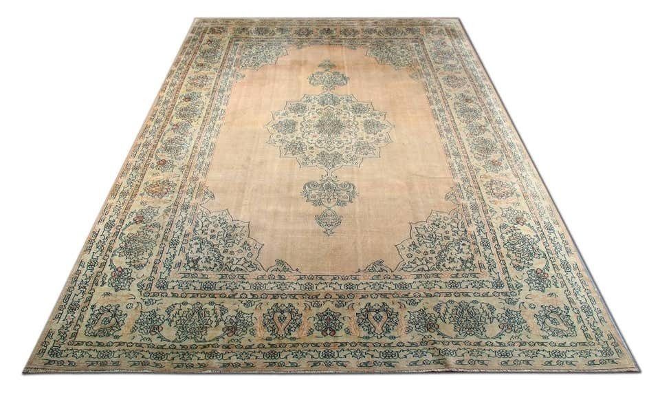 Handwoven Antique Turkish Carpet, Oriental Rust Pink Wool Rug   277x369cm photo furniture
