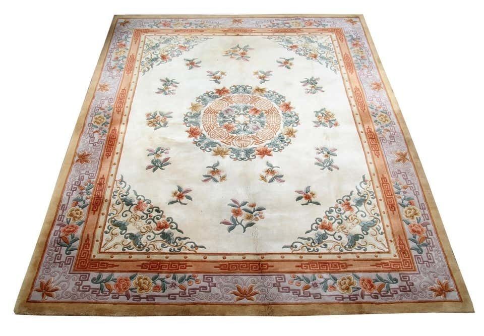 Handmade Art Deco Rug Floral Chinese Rugs, Cream Wool Carpet Rugs  225x304cm photo furniture