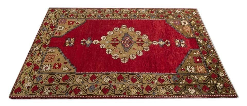 Antique Anatolian Turkish Rug, Red Wool Living Room Rugs  160x220cm photo furniture