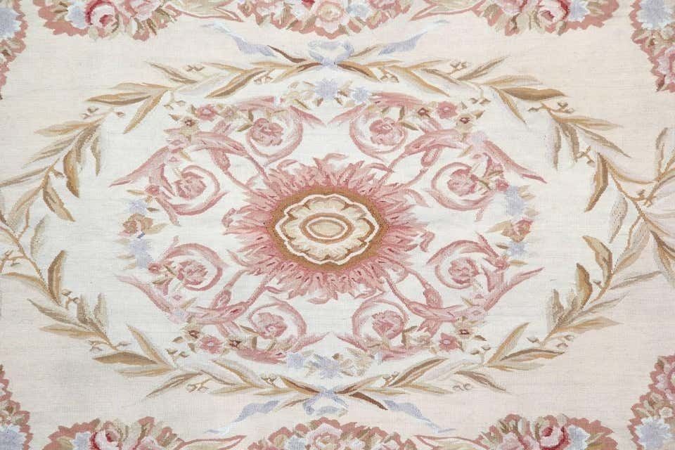 French Aubusson Rugs Traditional Handmade Carpet Floral Vintage Rug Flat Weave Needlepoint photo for sale
